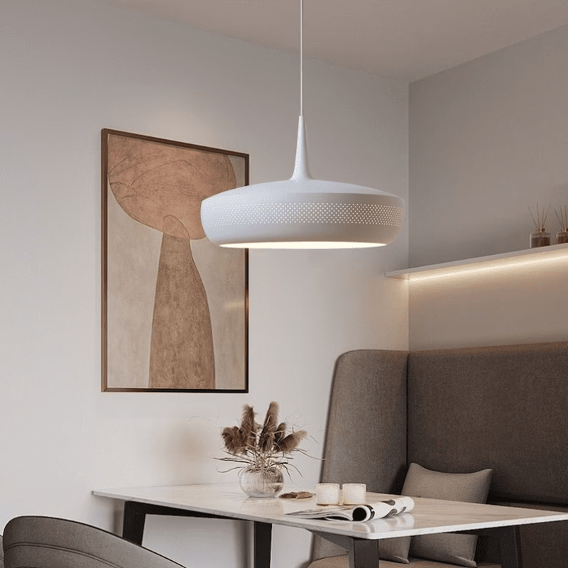 Ardell Nordic Art Pendant Light With White Metal Finish