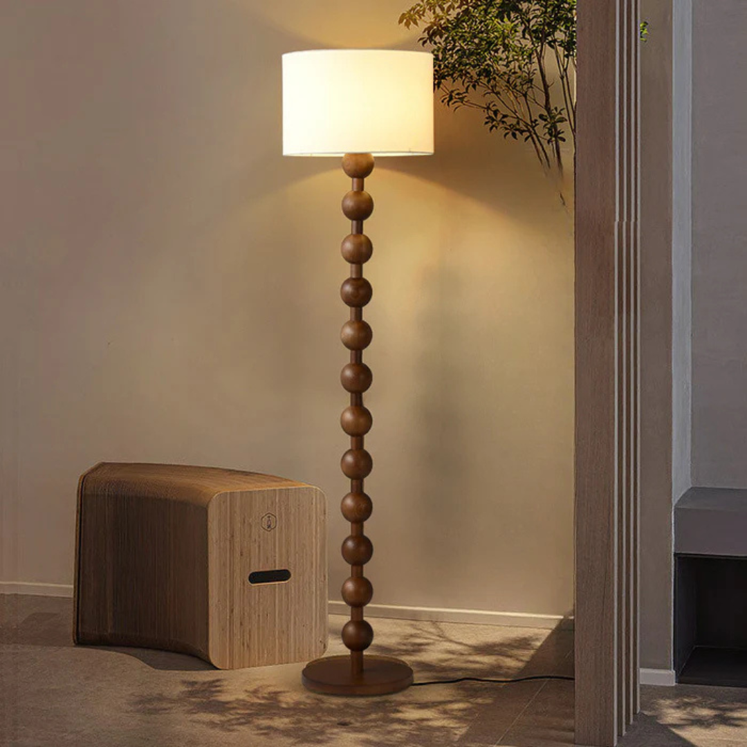 Mirela Japandi Wooden Floor Lamp With Warm LED Glow