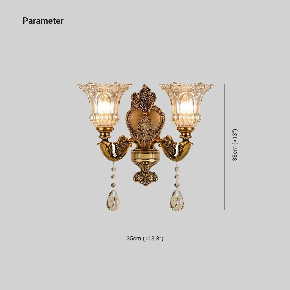 Ramiq Vintage Flor Metal/Glass Wall lamp, Gold | ventumra