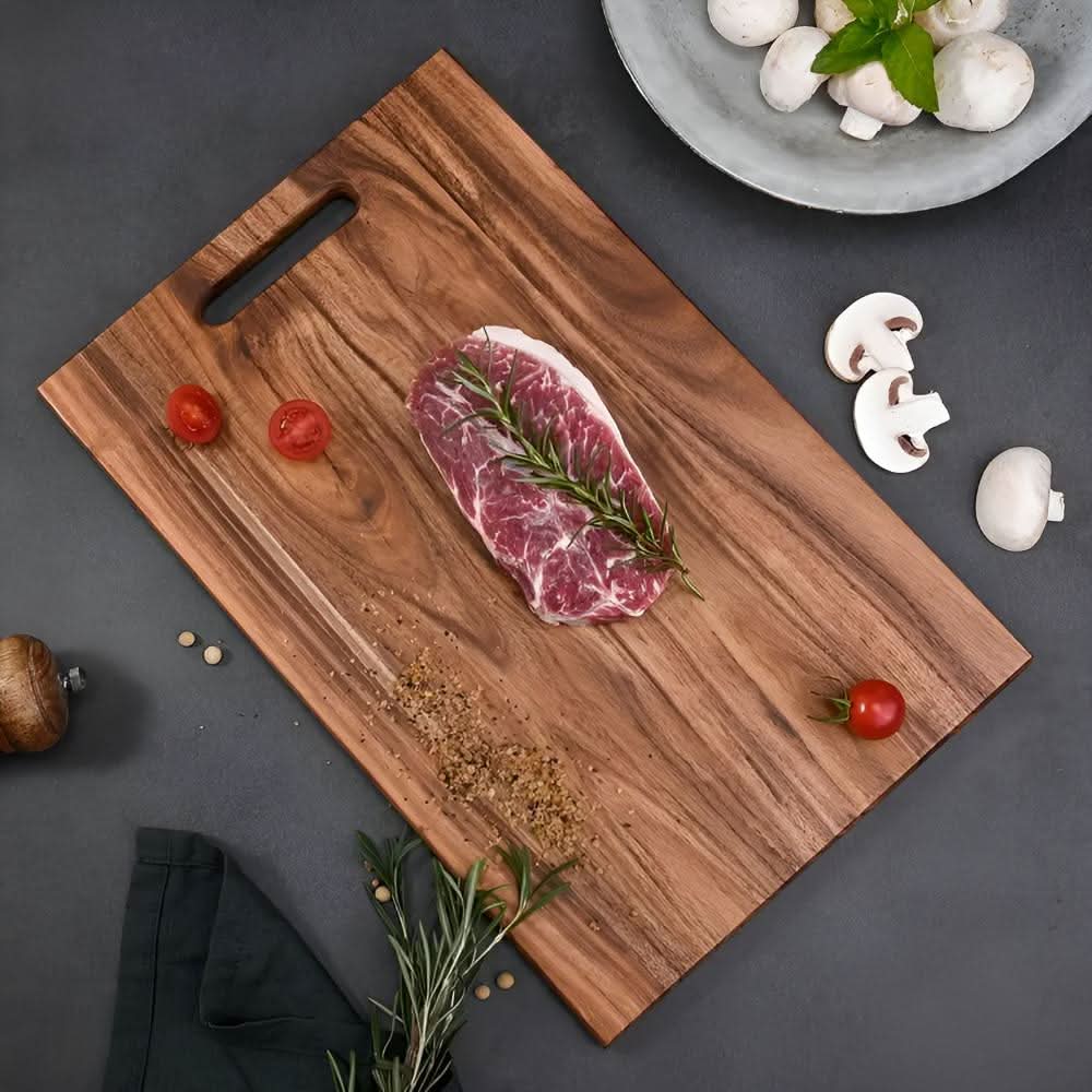 TerraSlice Acacia Wood Chopping Board — Sustainable Build, Stylish Elevated Rim