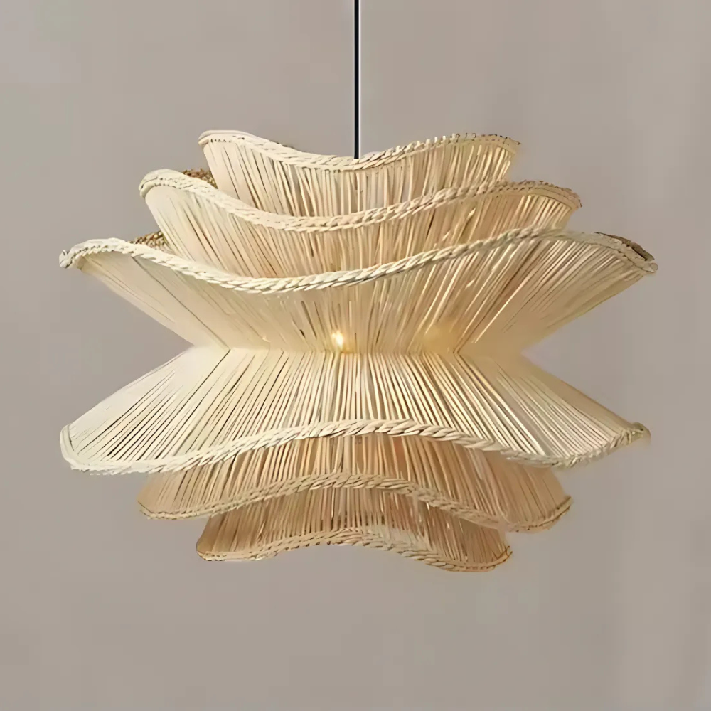 Vellori Layered Rattan Hanging Lamp Scandinavian Style