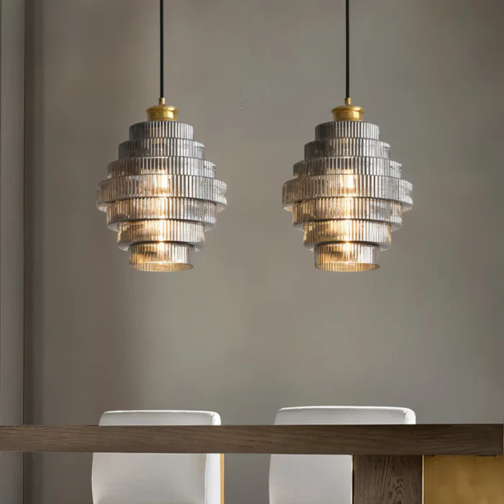 Aurelia Vintage Glass Pendant Light With Brass Accent