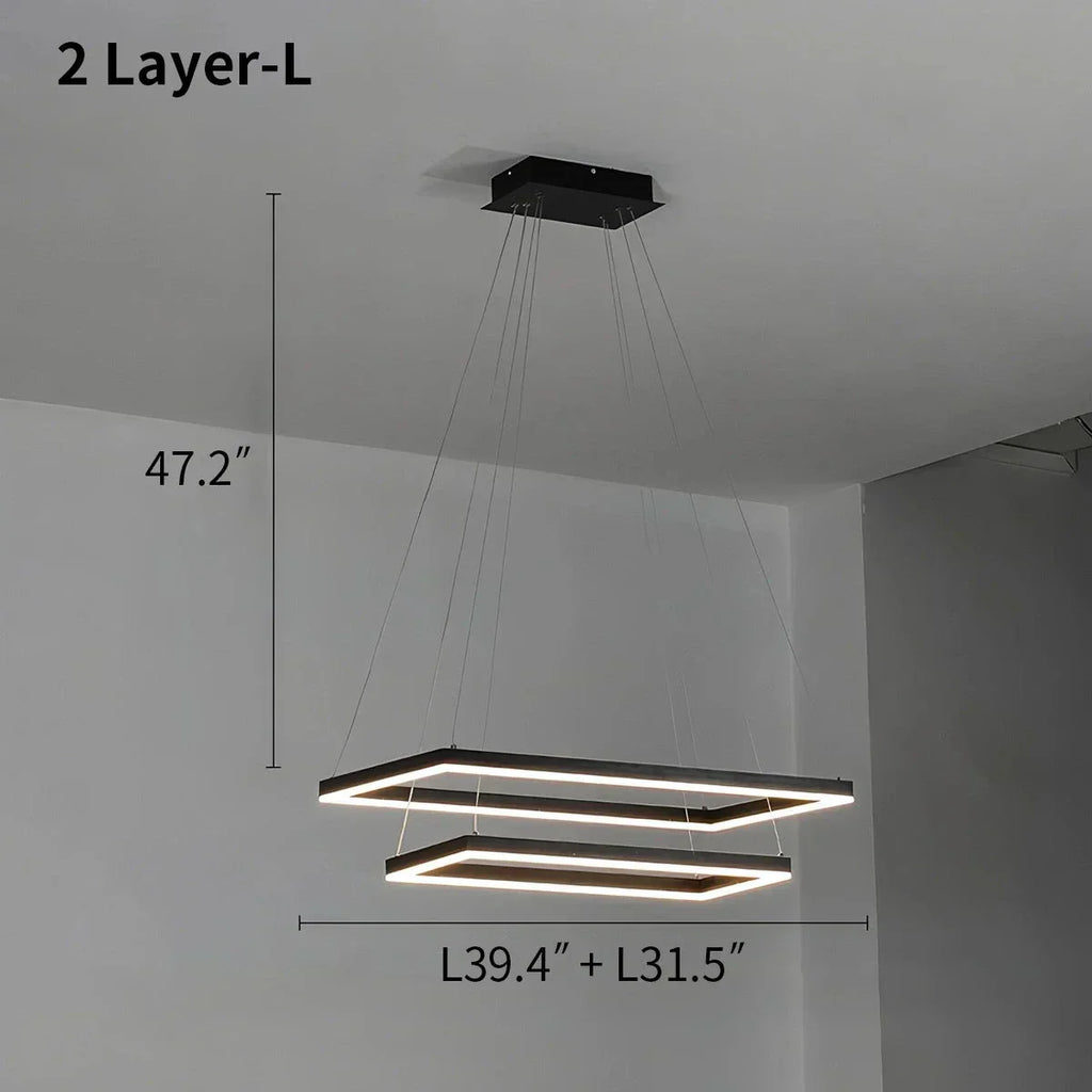 Modern Black Tiered Rectangular Chandelier For Contemporary Interiors | Ventumra
