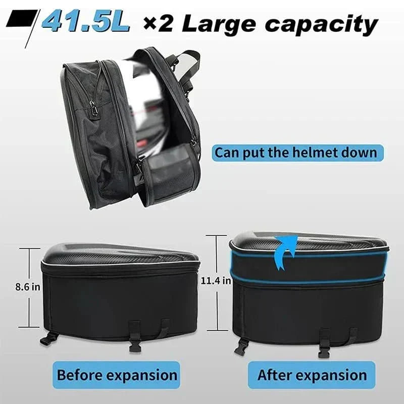 TrailGuard Duo Motorbike Saddlebags — Rugged Waterproof Build, Large Storage Space