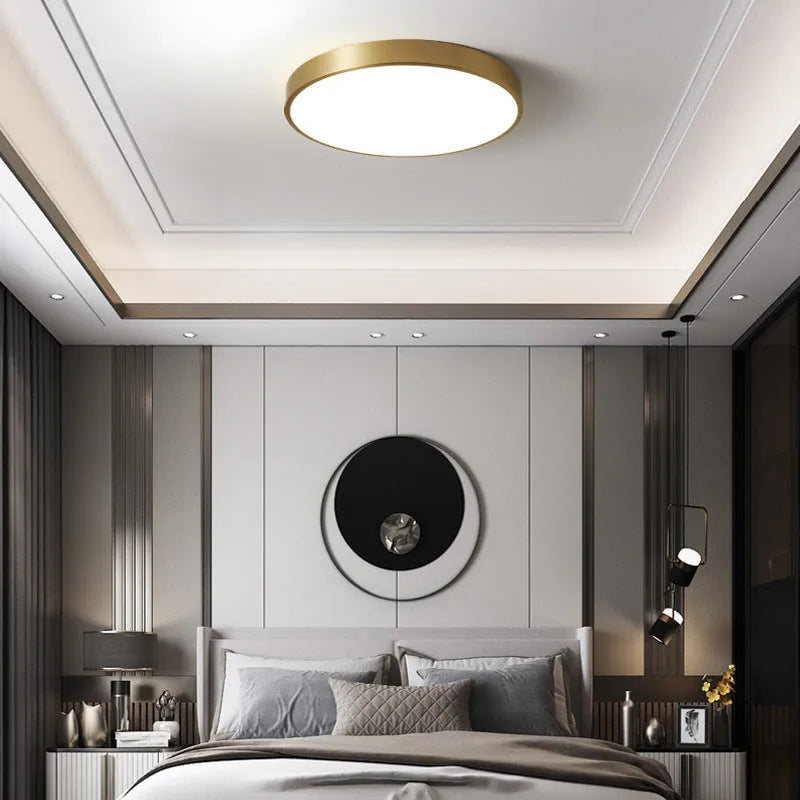 Arisha Nordic LED Gold Round Ceiling Light, Metal & | ventumra