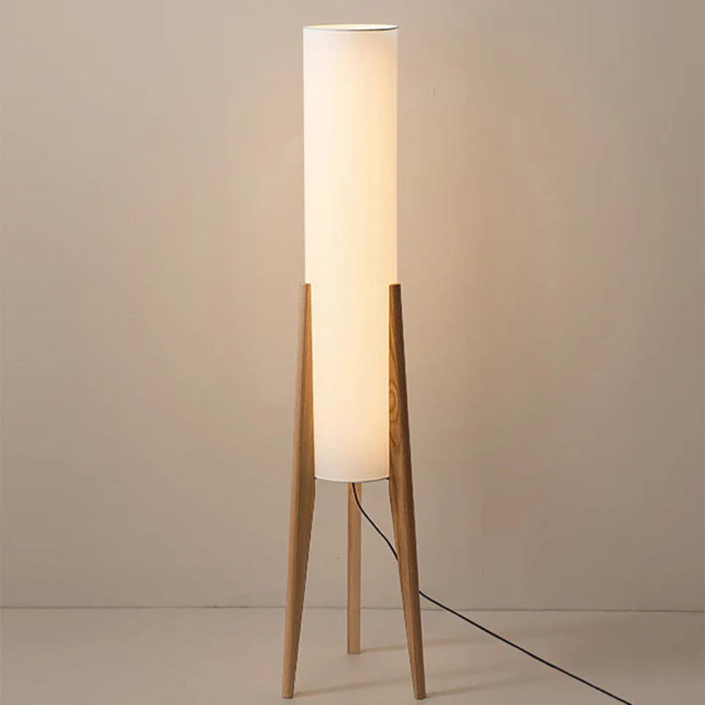 Brinwood Wooden Floor Lamp For Living Room, Natural Tone