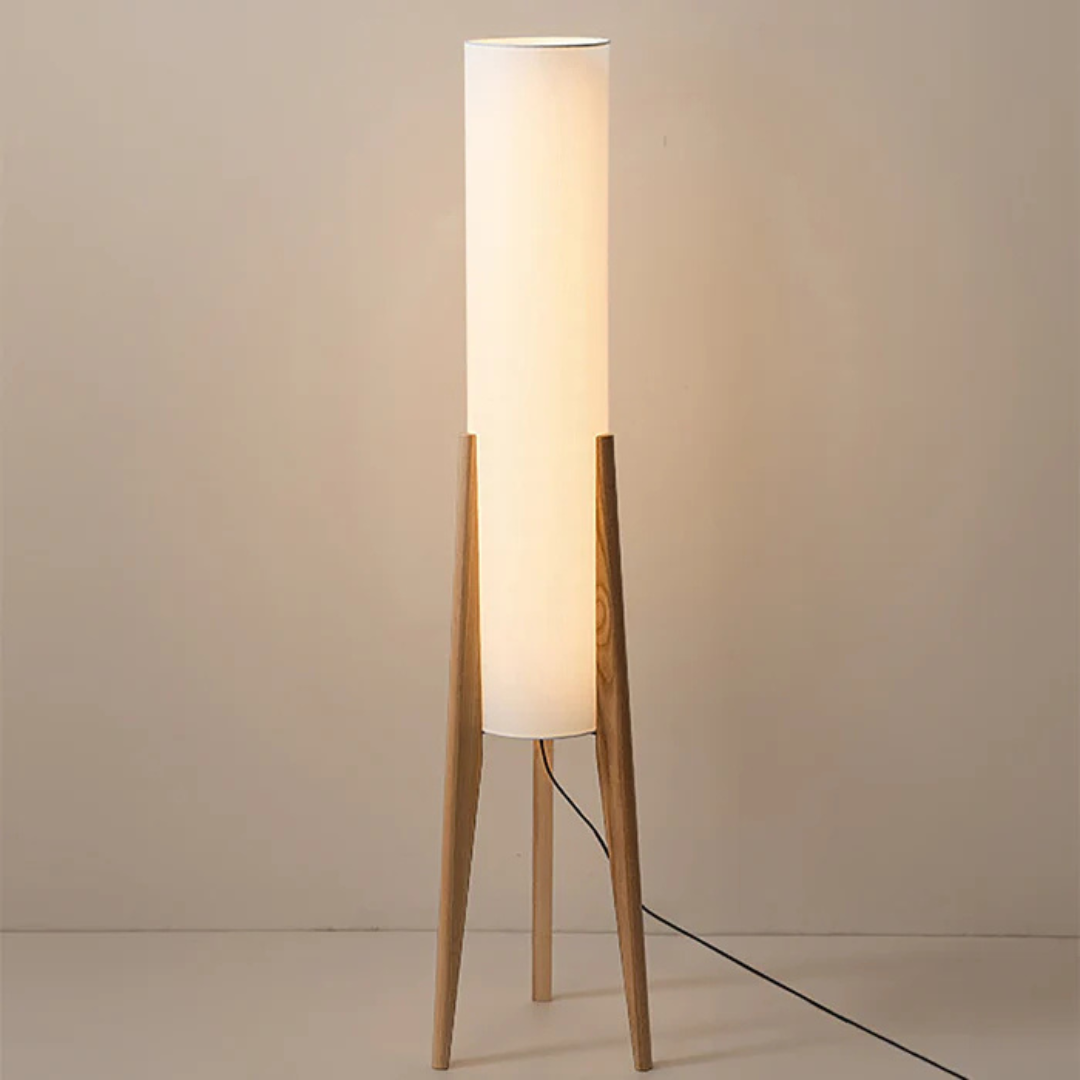 Brinwood Wooden Floor Lamp For Living Room, Natural Tone