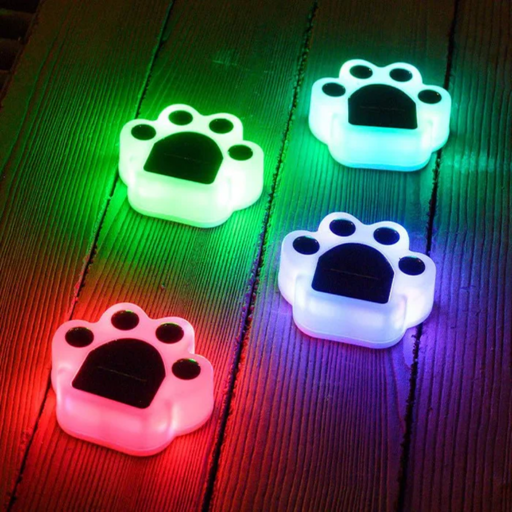 Solara Paw Print Solar Garden Lamp With Self Charging Panel