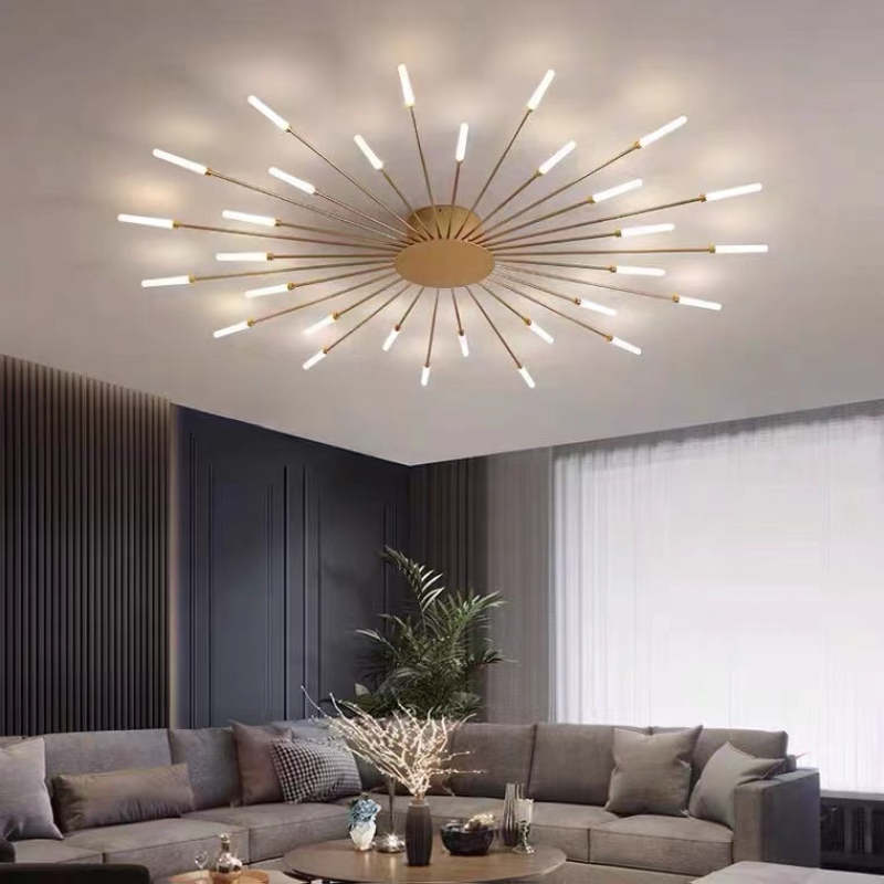 Wesley Flush-Mount Ceiling Light Fireworks, Black/Gold - Neutralighting