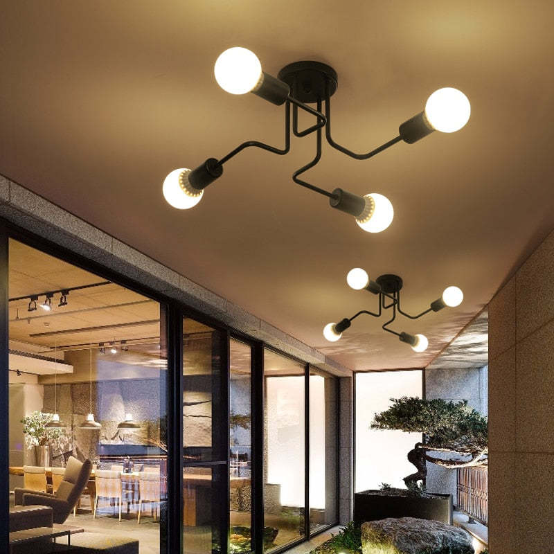 Arisha Vintage Modern Minimalist Industrial Metal Black Ceiling Lamp | ventumra