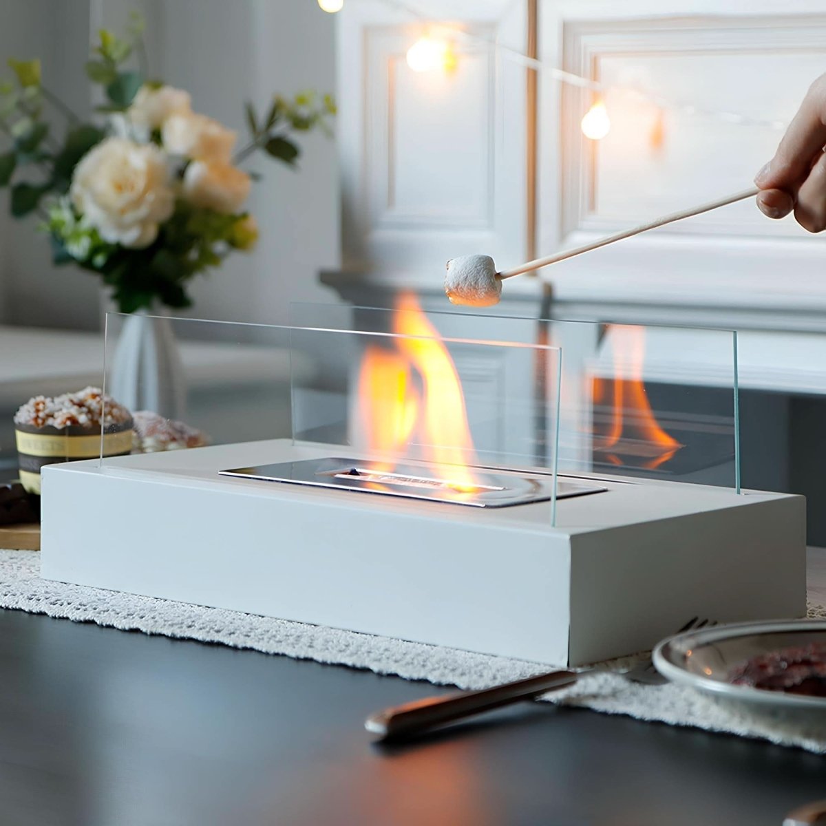 NovaFlame Portable Bioethanol Table Fireplace — Ventless Burner Design