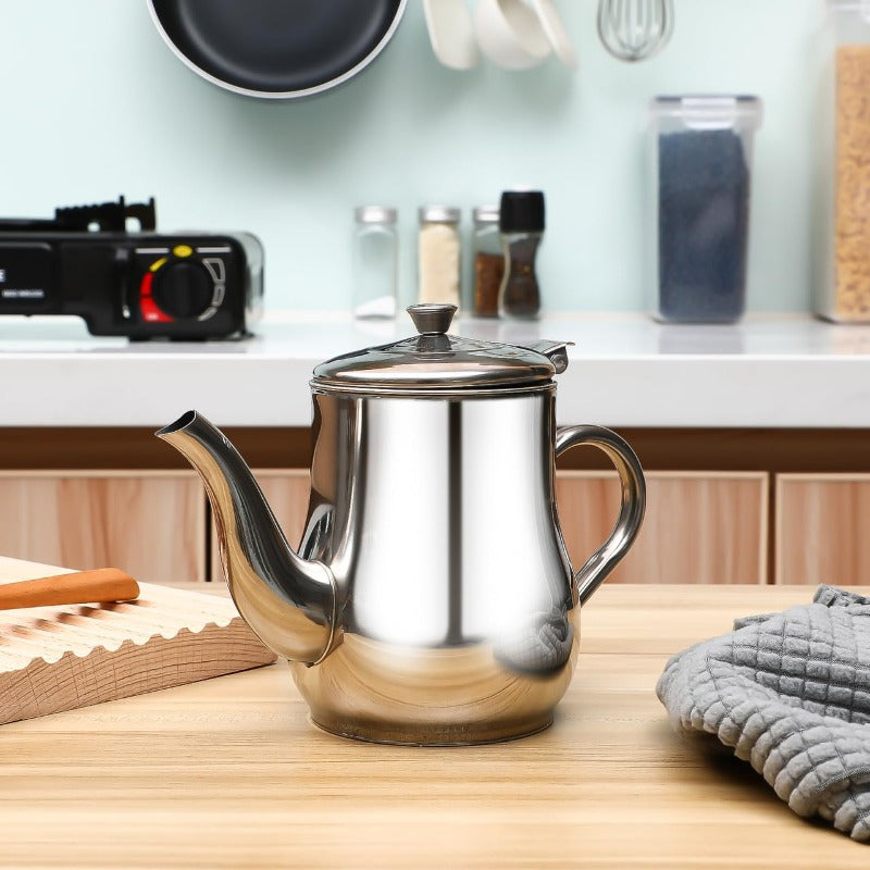 Stainless Steel Kitchen Oil Collection Pot — Heat-Resistant