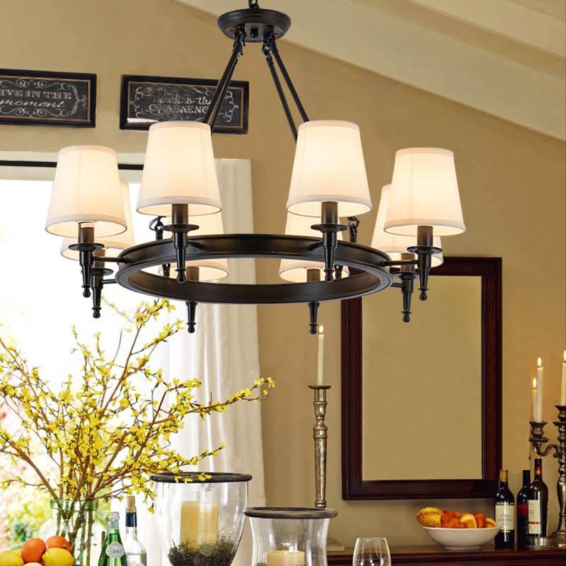 Silva vintage Ring Metal/Fabric Chandelier, Black/Copper | ventumra