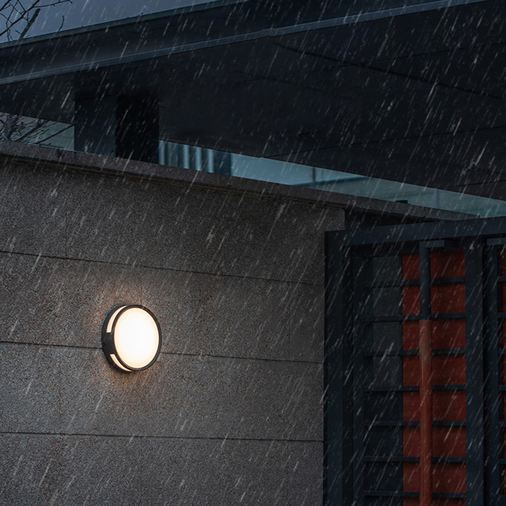 Ray Modern Round Metal/ Outdoor Waterproof Wall Lamp, Black | ventumra