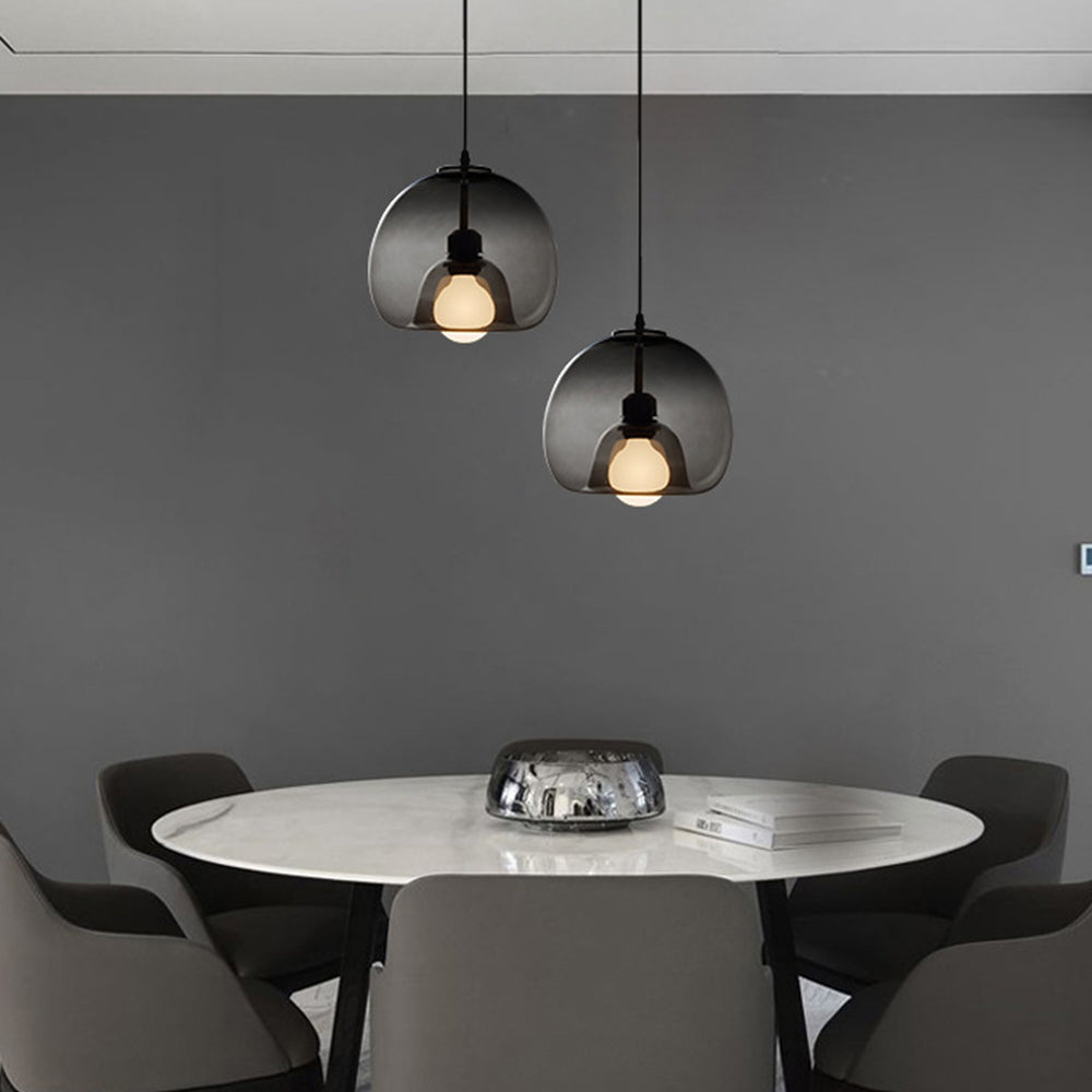 June Globe Glass Pendant Light, Amber/Smoky Grey | ventumra