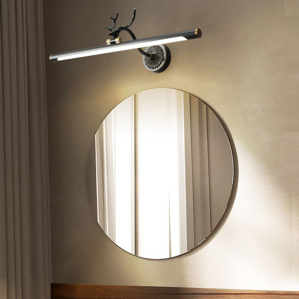 Arisha Modern Staghorn Shaped Vanity Mirror Front Wall Lamp, Black/Brass - Neutralighting