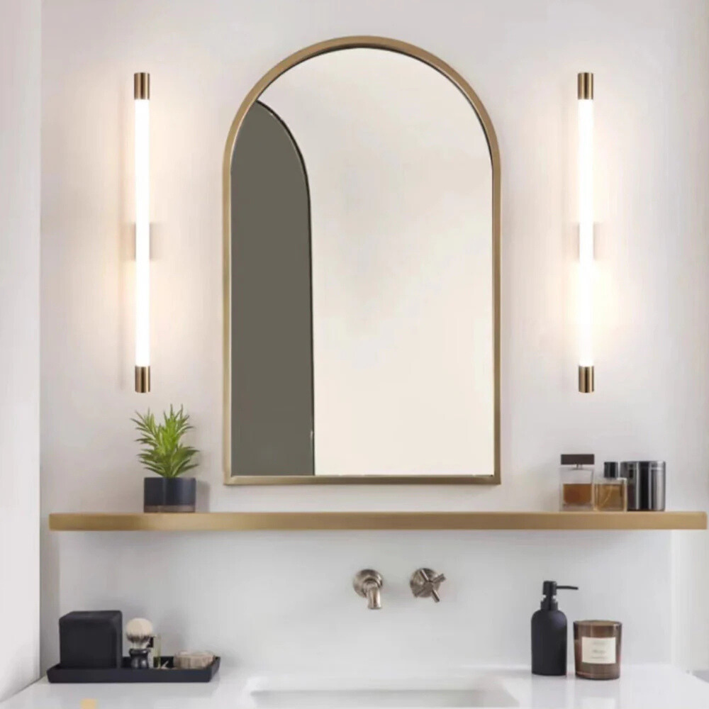 Arisha Modern Gold Mirror Front Vanity Wall Lamp, Metal/ | ventumra