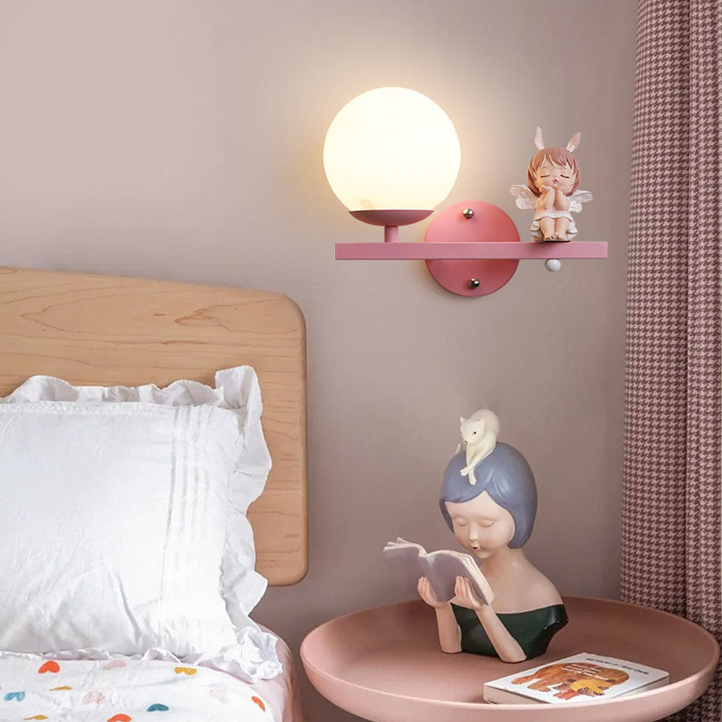 Aria Modern Metal/Glass Wall lamp, White & Pink | ventumra