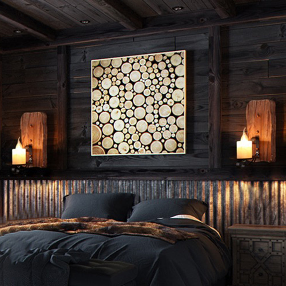 Epoch Wall Lamp Rectangular Vintage, Wood/Metal, Bedroom | ventumra