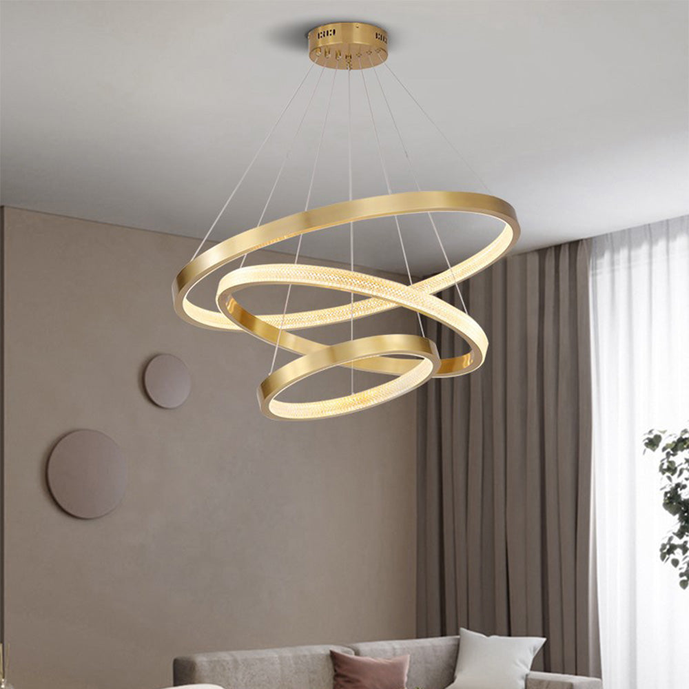 Kristy Modern Ring Metal/Arcylic LED Pendant Light, Black/Gold | ventumra