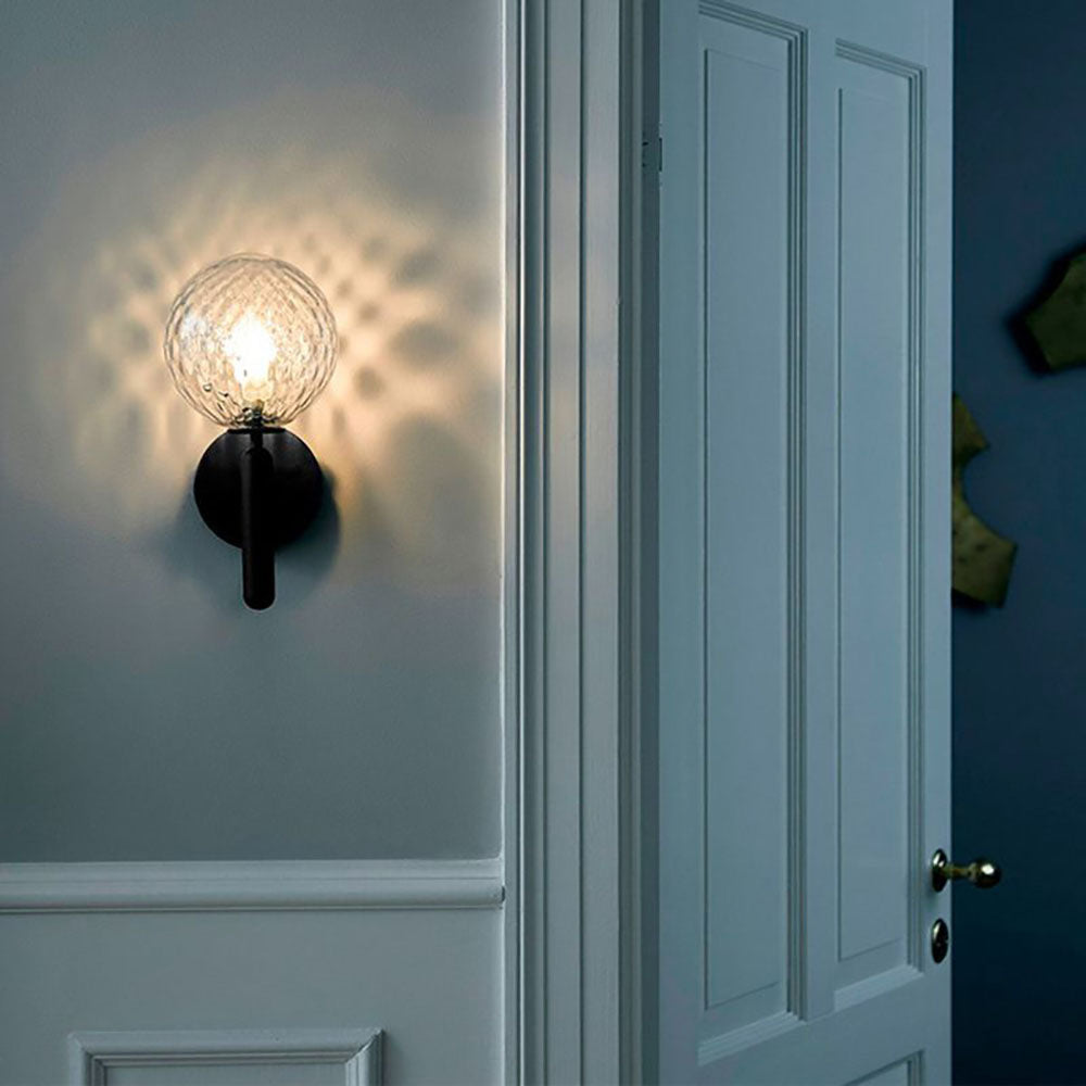 Valentina Wall Lamp Modern Globe, Metal/Glass, Black/Gold, Hallway | ventumra