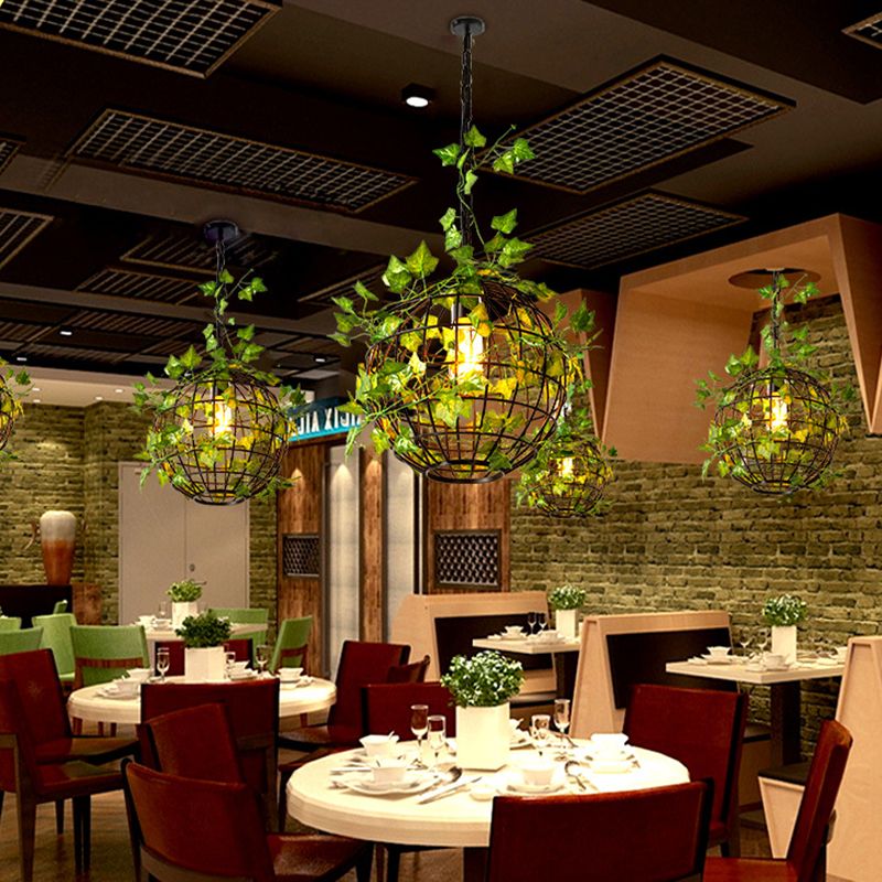 Ritta Rustic Plant Art Deco Globe Vine Pendant Light | ventumra
