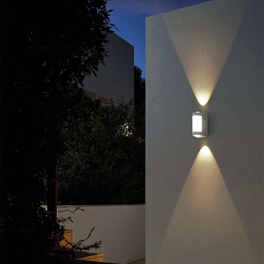 Marve Nordic Up Down Outdoor Wall Lamp, White/Black | ventumra