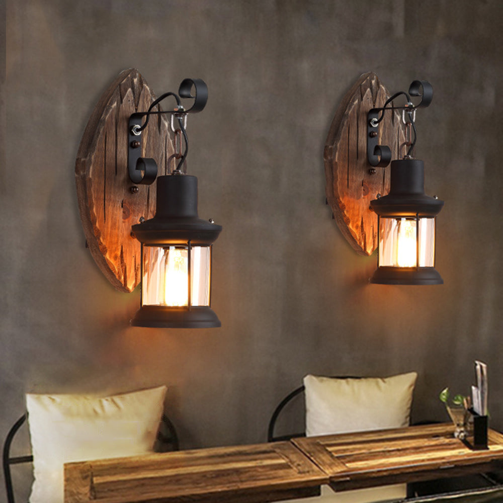 Epoch Wall Lamp Leaf Shape Vintage, Wood/Metal, Bedroom | ventumra