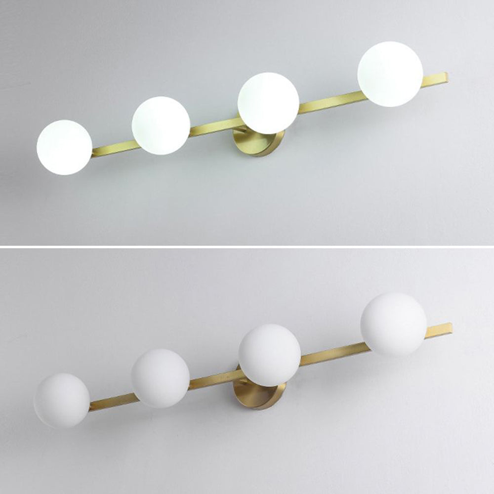 Valentina Retro Globe Linear Metal/Glass Wall Lamp, Gold, Bathroom | ventumra