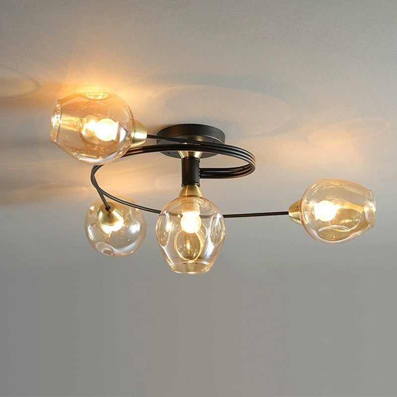 Valentina Flush Mount Ceiling Light, Glass, Black/Gold, Dining Room - Neutralighting