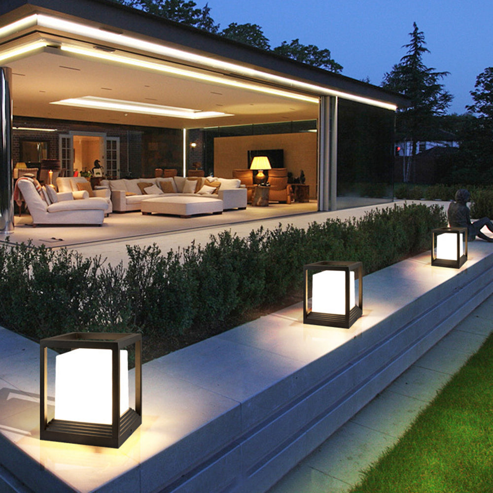 Ray Modern Rectangular Metal Outdoor Lamps, Black | ventumra
