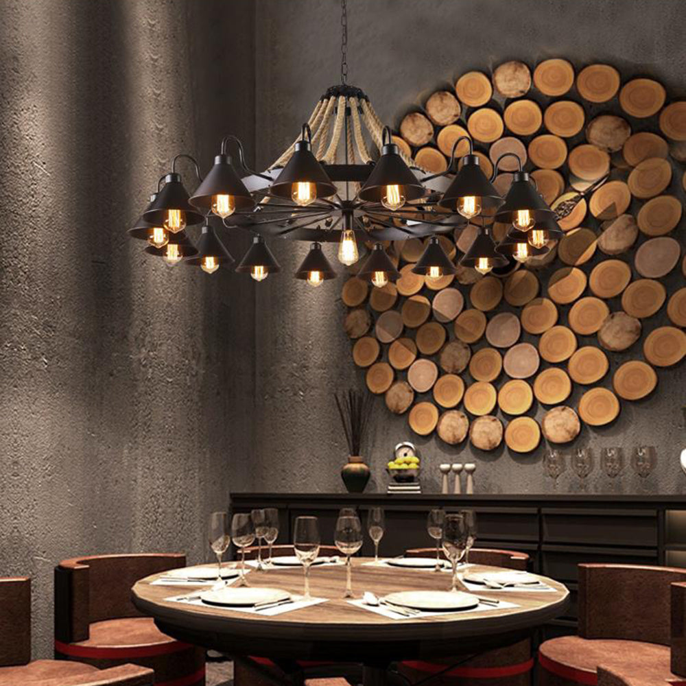 Epoch Vintage Industrial Rope Chandelier  Living Room | ventumra