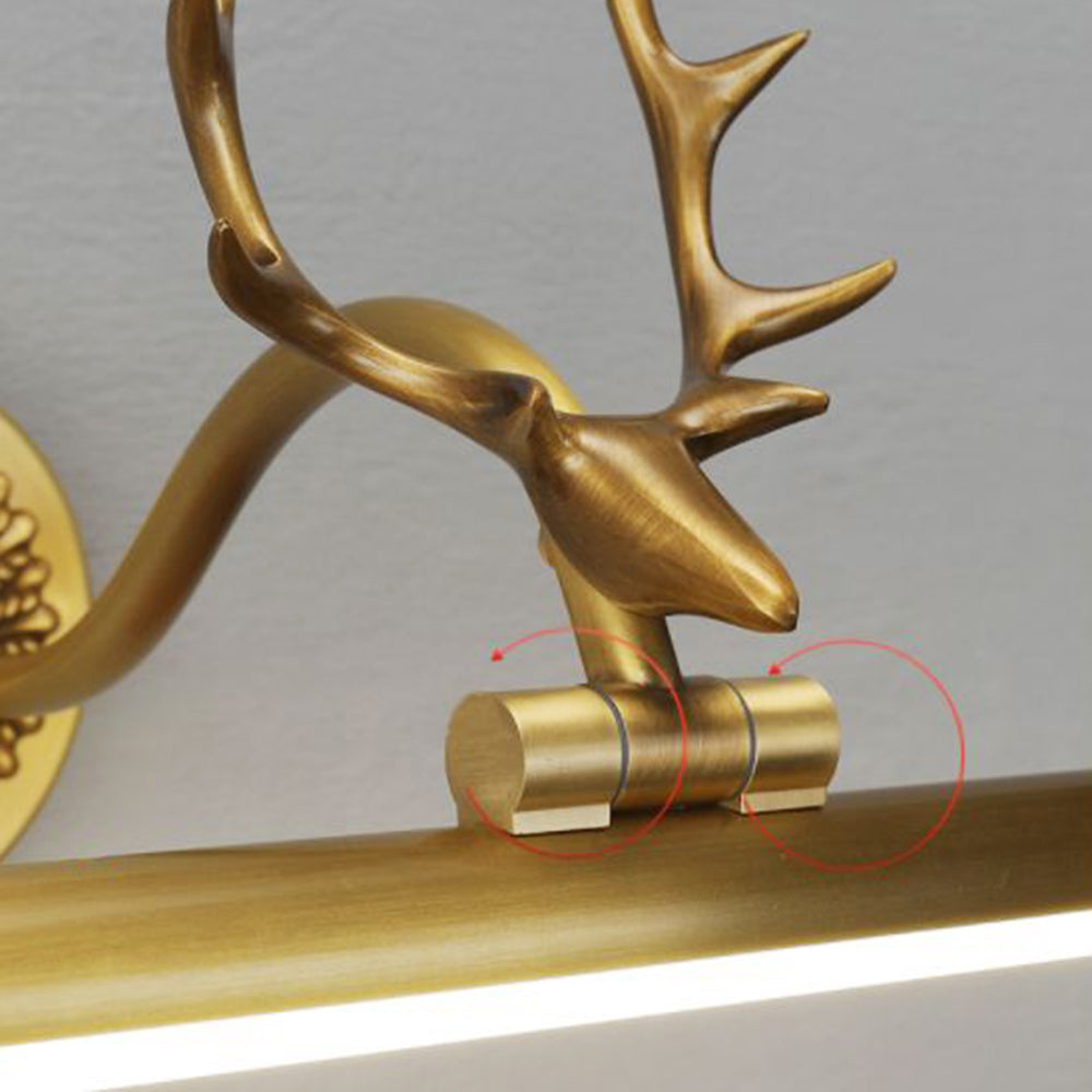 Arisha Modern Staghorn Shaped Vanity Mirror Front Wall Lamp, Black/Brass | ventumra