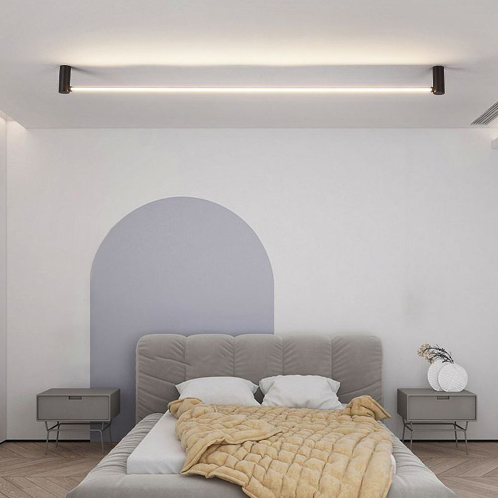 Arisha Minimalist Linear Flush Mount Ceiling Light, Black, Hallway | ventumra