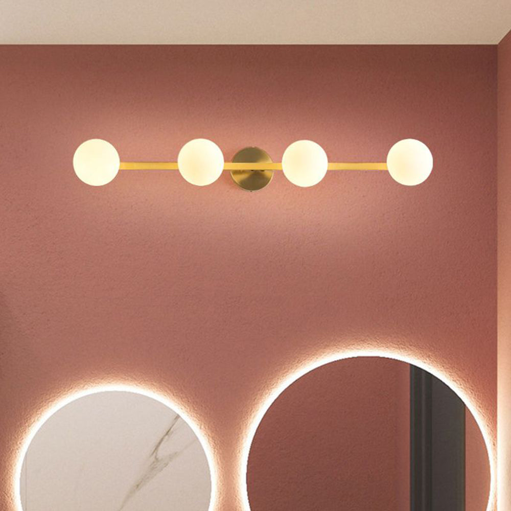 Valentina Retro Globe Linear Metal/Glass Wall Lamp, Gold, Bathroom - Neutralighting