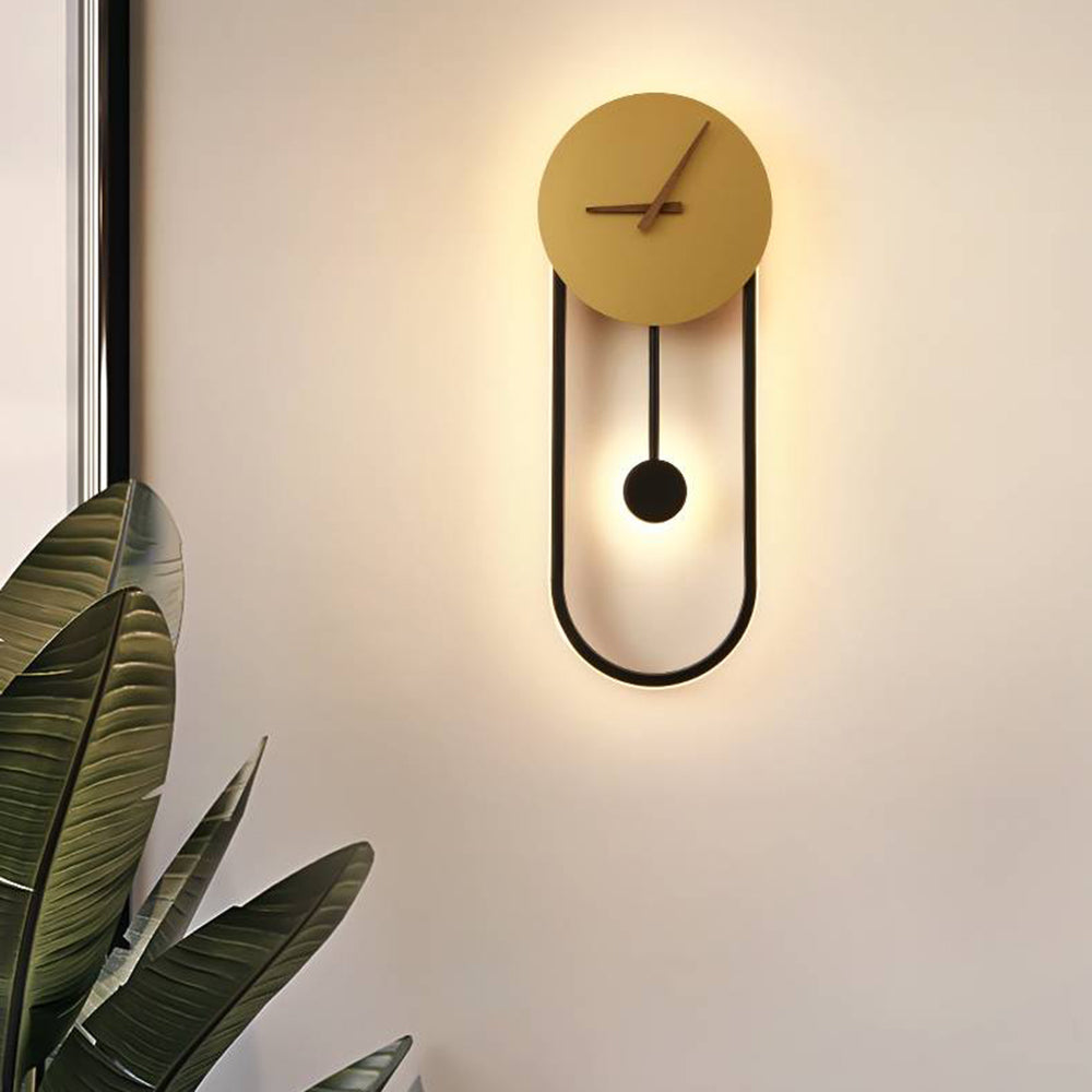 Arisha Nordic Clock Wall Lamp, Gold & Black | ventumra