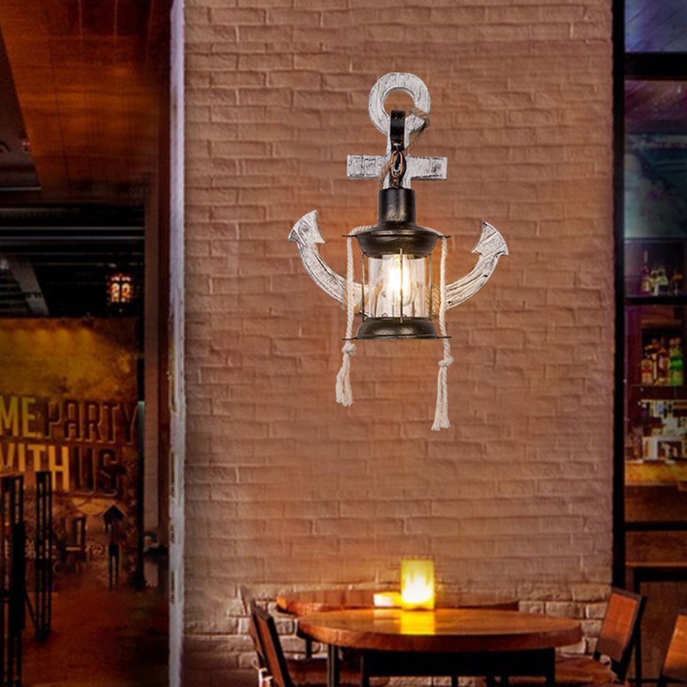 Epoch Anchor Lantern Wall Lamp, Vintage/Antique, Wood, Bedroom | ventumra