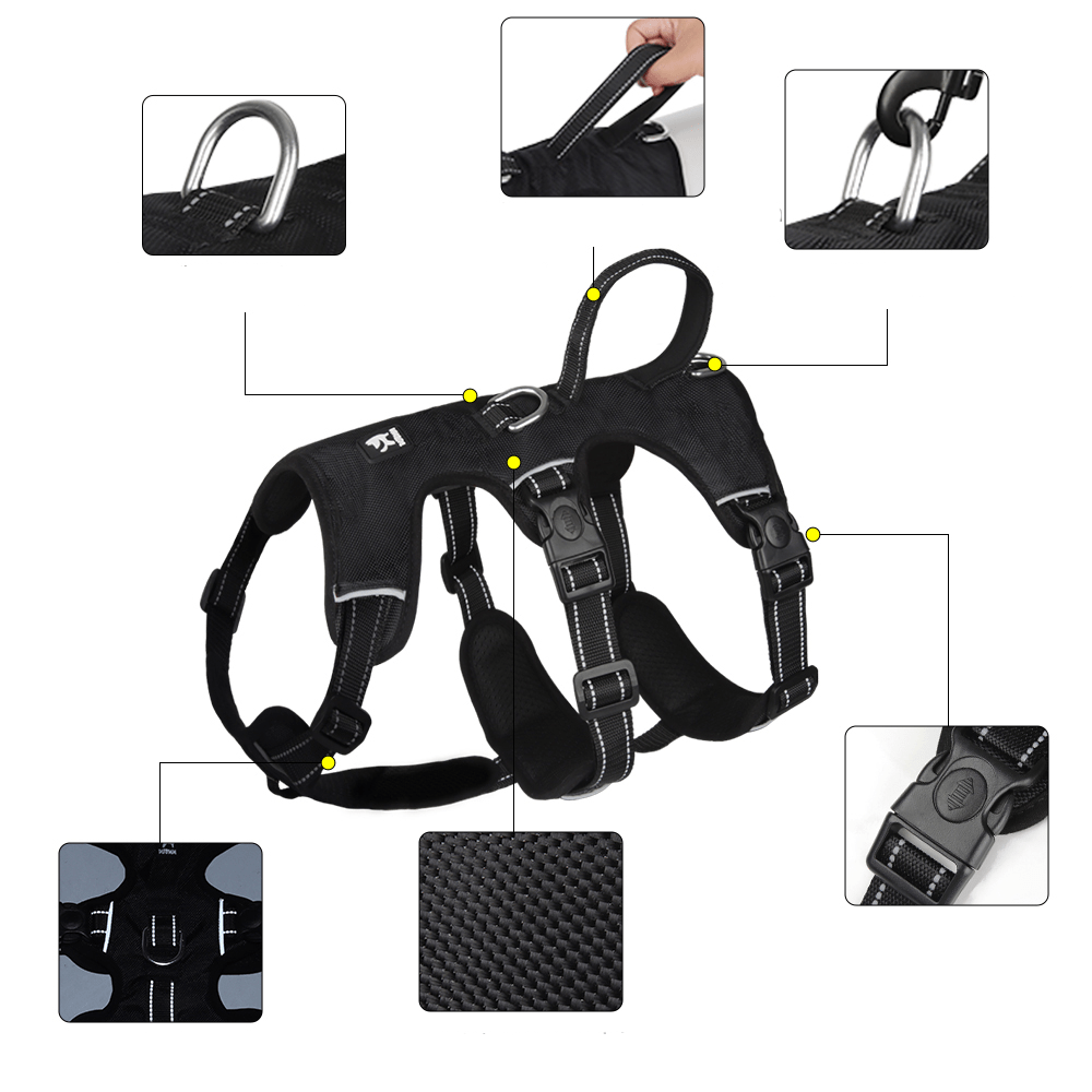 SwiftGuard Nylon Dog Harness — Reflective Trim, Front Clip, Escape-Proof Design