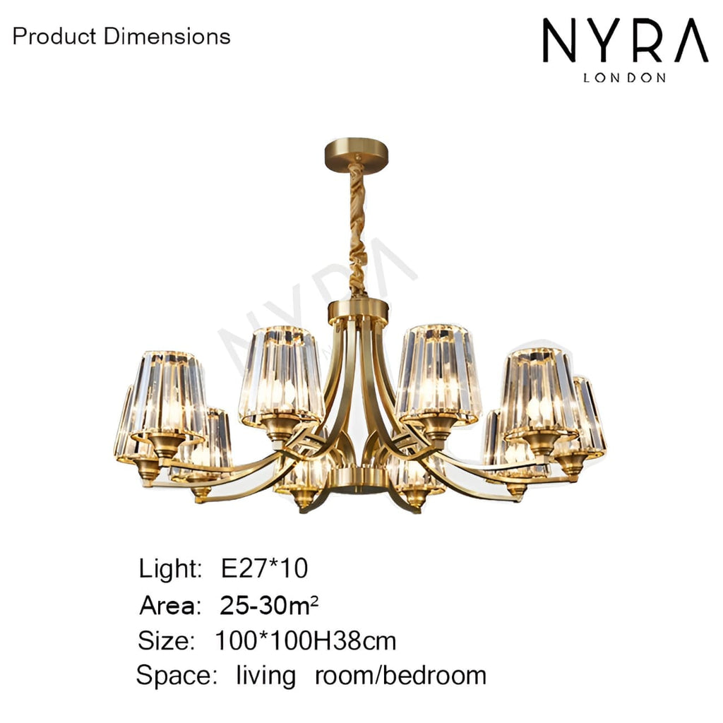 AuraLux Premium Brass Crystal Pendant Light with LED Glow