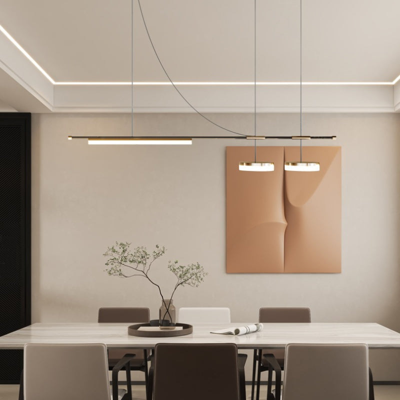 Aria Modern Long LED Pendant Light Black Metal Dining Room | ventumra