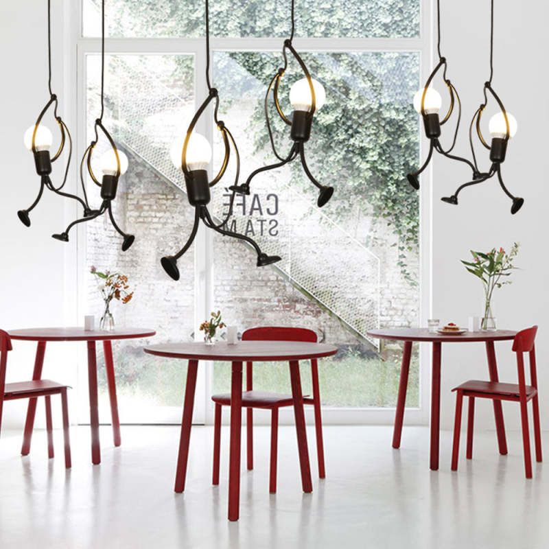 Miro Retro Modern Iron Man Pendant Light, Black | ventumra