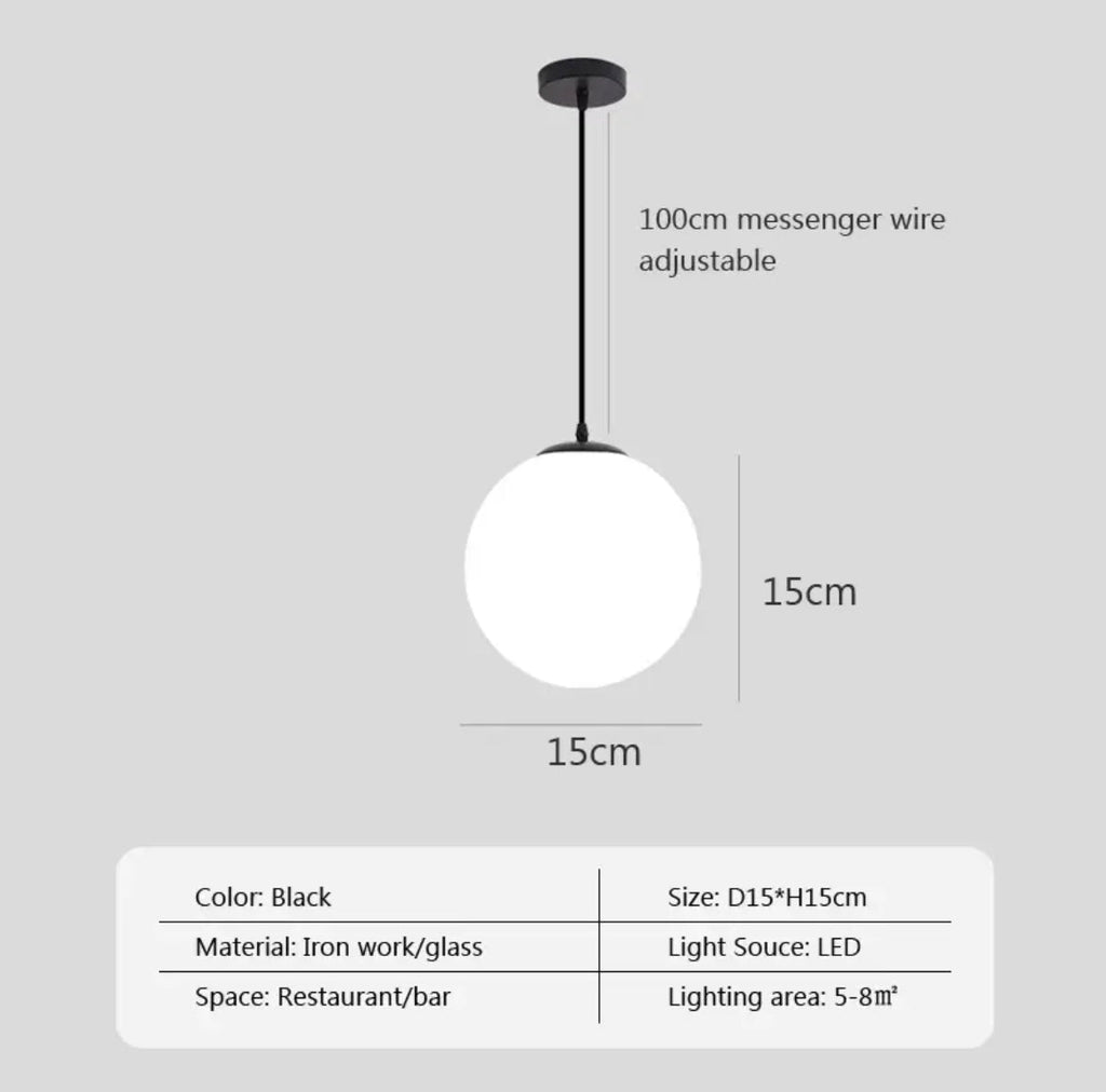 LumoSphere Pendant Light With Opal Glass Sphere Diffuser