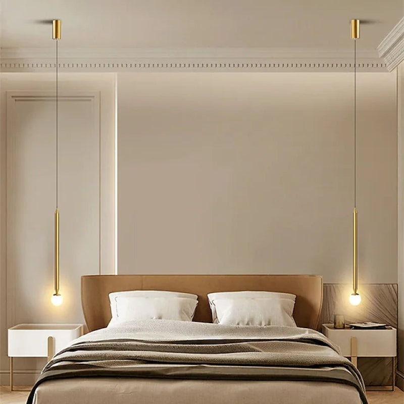 Auri Linear Metal Pendant Light Bedside, Black & Gold - Neutralighting