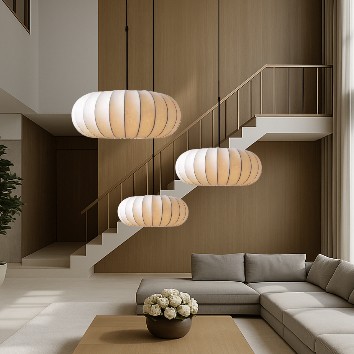 Japandi Ribbed Pendant Light | Ventumra