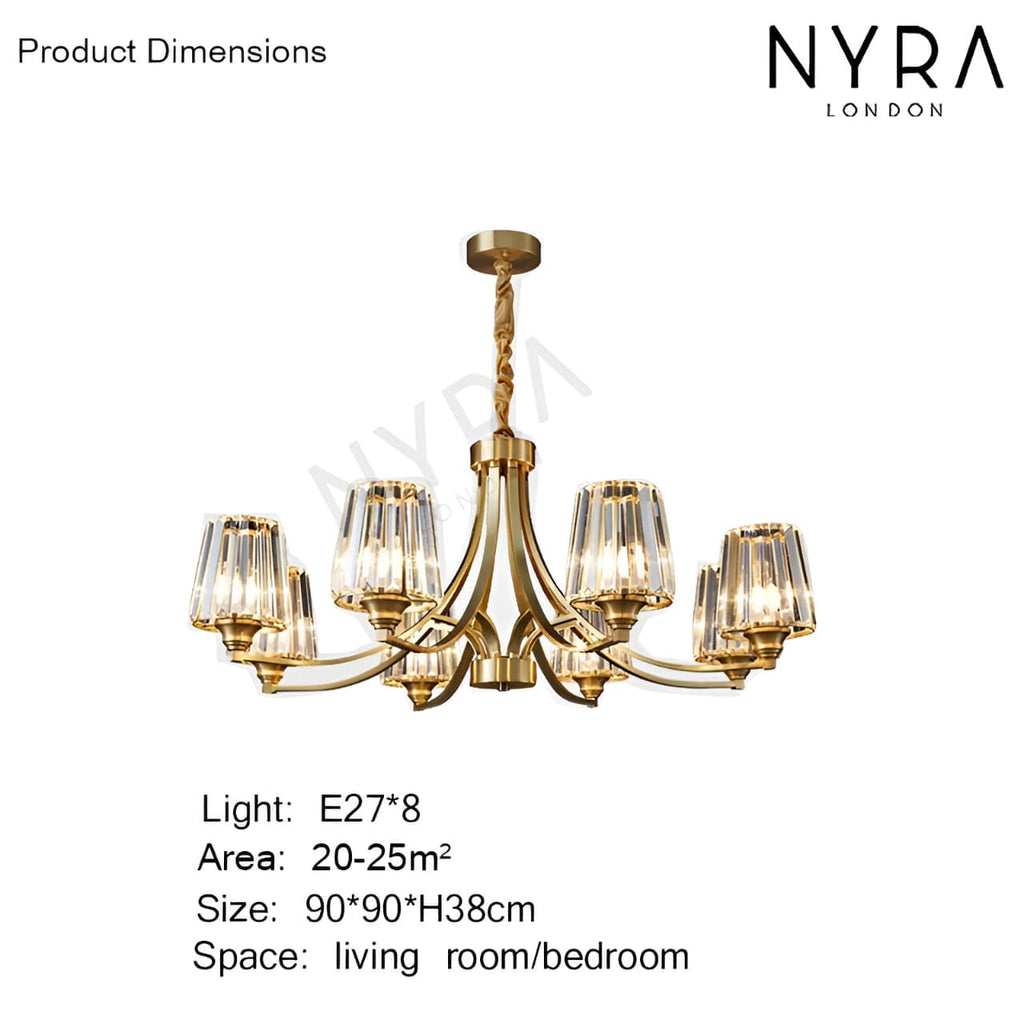 AuraLux Premium Brass Crystal Pendant Light with LED Glow