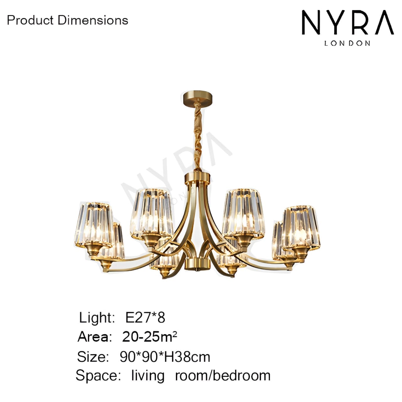 AuraLux Premium Brass Crystal Pendant Light with LED Glow