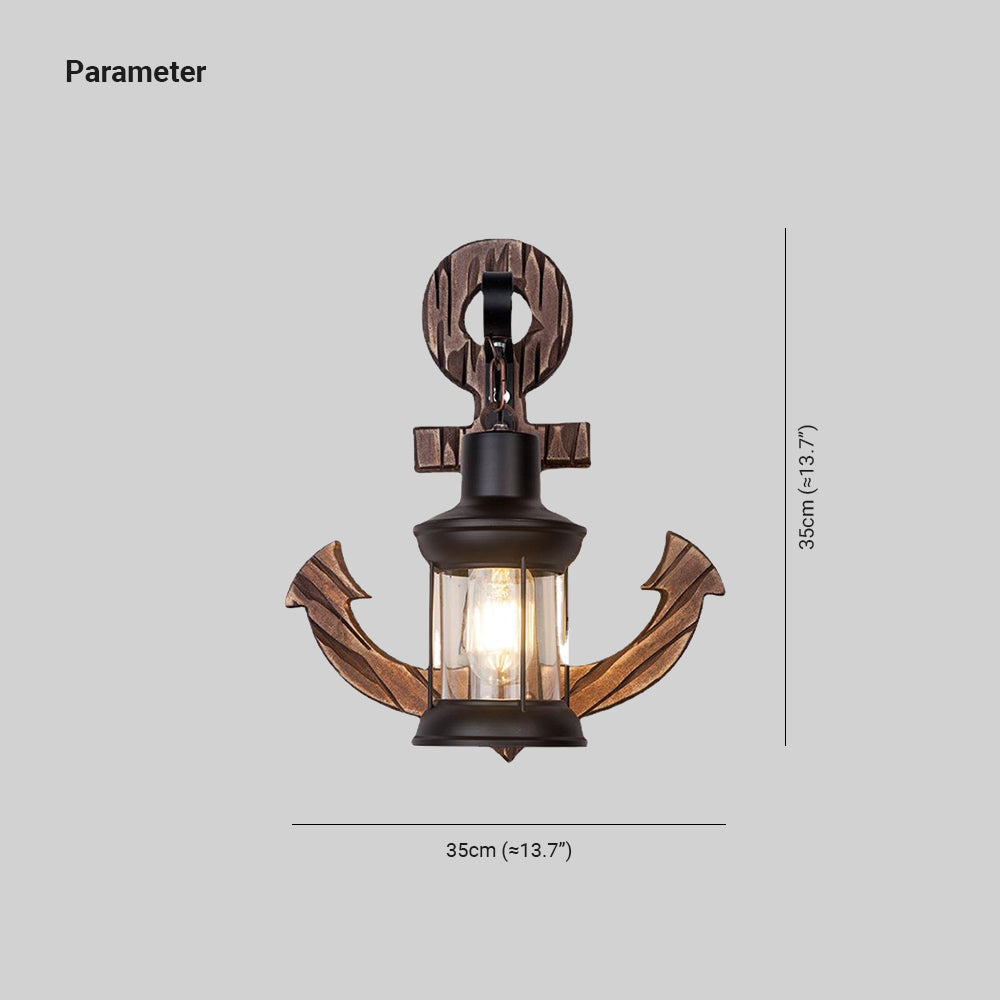 Epoch Anchor Lantern Wall Lamp, Vintage/Antique, Wood, Bedroom | ventumra