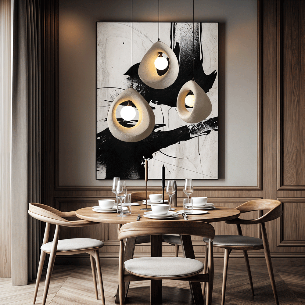 Hikari Resin LED Pendant Light in Japanese Wabi-Sabi Style