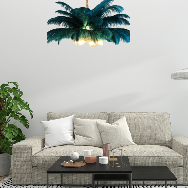 O'Moore Nordic Luxury Pendant Light, Brass/Feather | ventumra