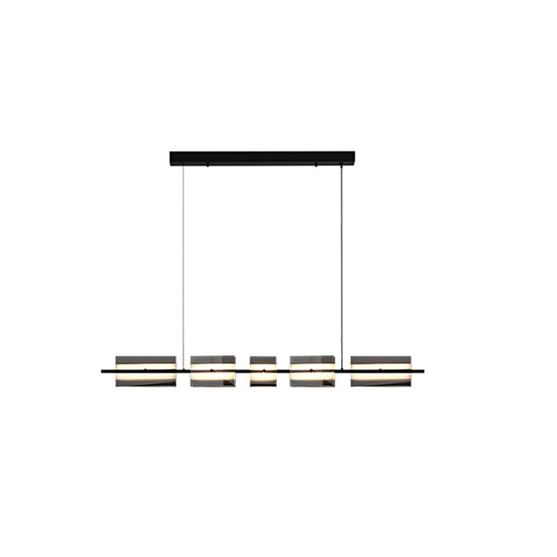 Arisha Modern Nordic Linear Copper/Glass Pendant Light, Brass/Black | ventumra